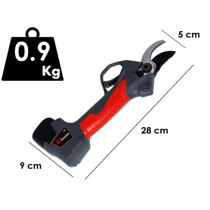 Ausonia Nativa Small sähköoksasakset, 2 × 16,8 V 2 Ah, taittosaha