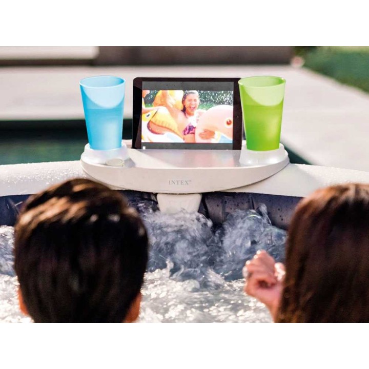 Intex 28520 spa-tarjotin LED-valolla, tabletti- ja puhelintelineeseen、】【