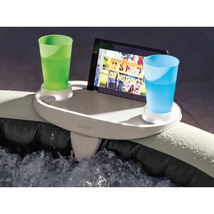 Intex 28520 spa-tarjotin LED-valolla, tabletti- ja puhelintelineeseen、】【