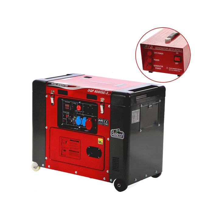 GeoTech Pro DGP8000SE 3 dieselgeneraattori 6 kW kolmivaihe AVR ja ATS