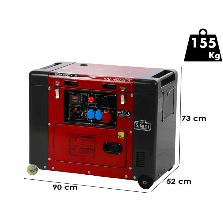 GeoTech Pro DGP8000SE-3 dieselgeneraattori, 6 kW, kolmivaihe, AVR ja ATS