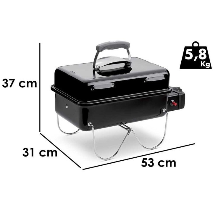 Weber Go-Anywhere kaasugrilli, 2,1 kW, emaloitu teräs, 41 × 25 cm