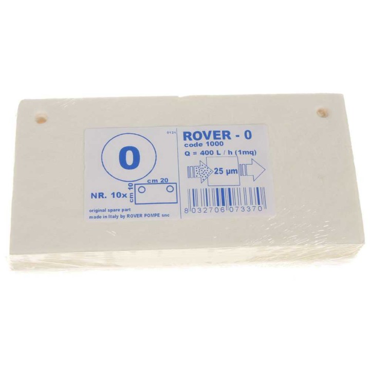 Tyyppi 0 suodatinpahvit ROVER Pulcino -pumppuun, 20 × 10 cm, 10 kpl