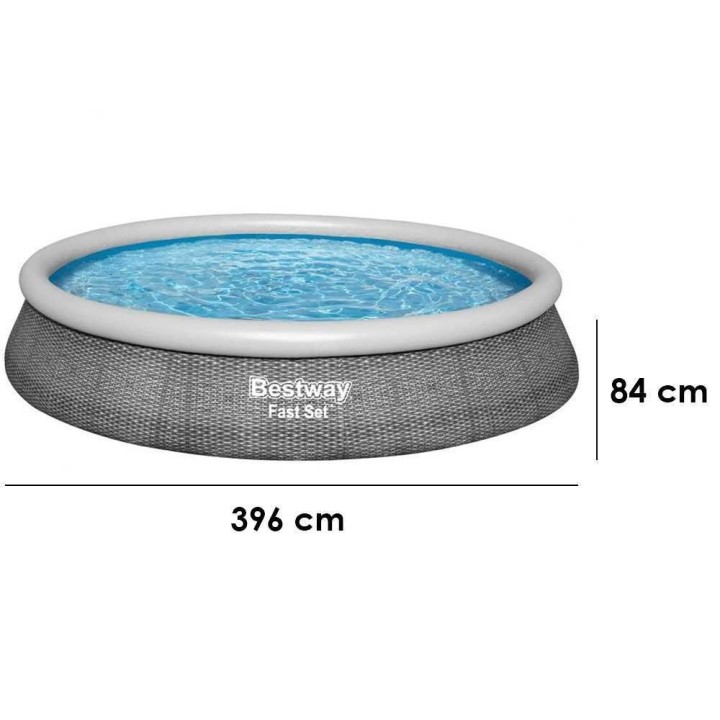 Bestway Fast Set 57376 puhallettava uima-allas, Ø396 × 84 cm, suodatinpumppu 29 W