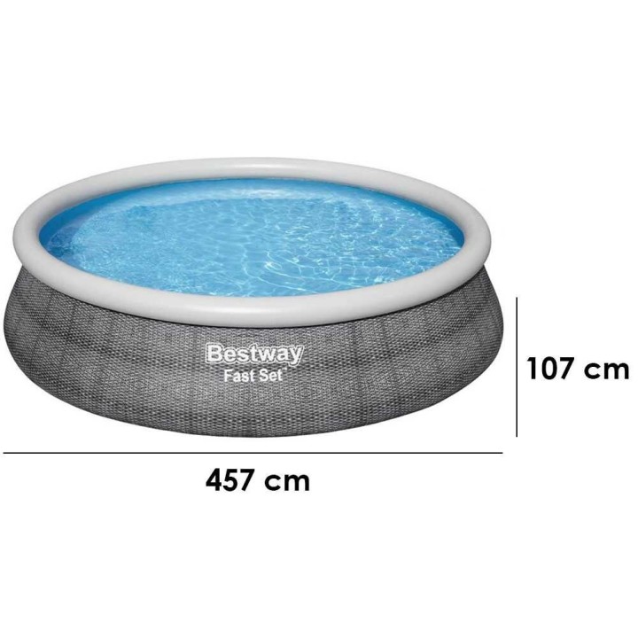 Bestway Fast Set 57372 uima-allas, 457 × 107 cm, suodatinpumppu ja tikkaat