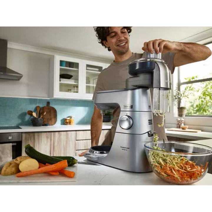 Kenwood AT340 vihannesleikkuri, 7 ruostumattomasta teräksestä valmistettua levyä