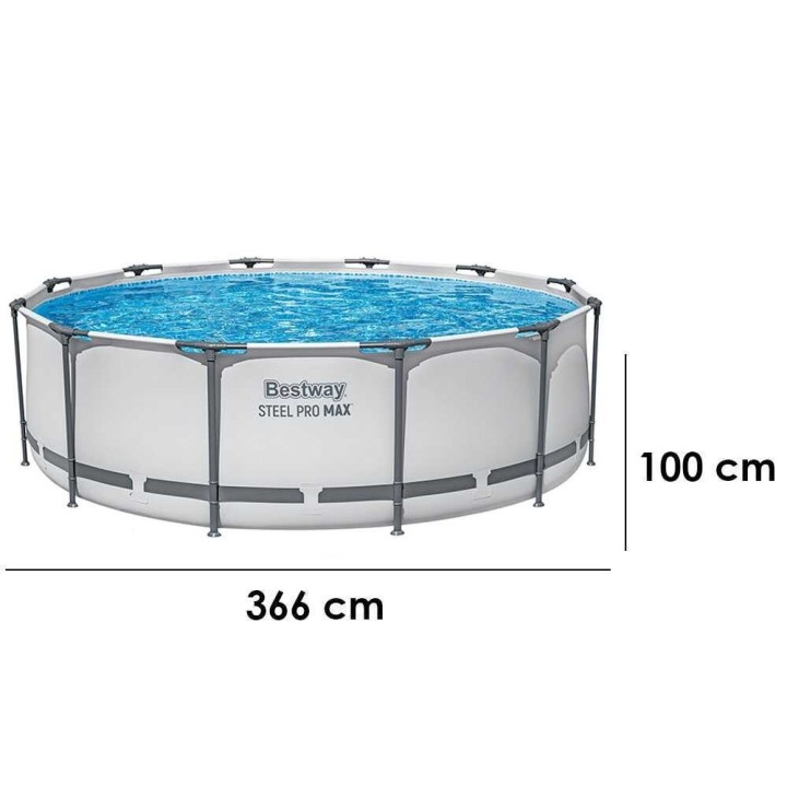Bestway Steel Pro Max 56418 allas, 366 × 100 cm, 9 150 l, suodatinpumppu ja tikkaat