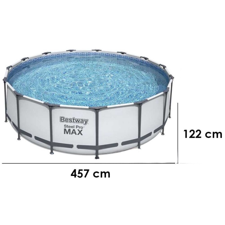 Bestway Steel Pro Max 56438 allas, 457 × 122 cm, 16 015 l, vaaleanharmaa