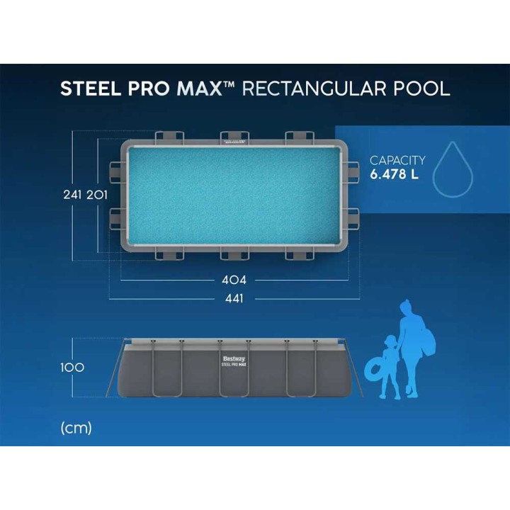 Bestway Power Steel 56441 -allas, 404 × 201 × 100 cm, 6 478 l