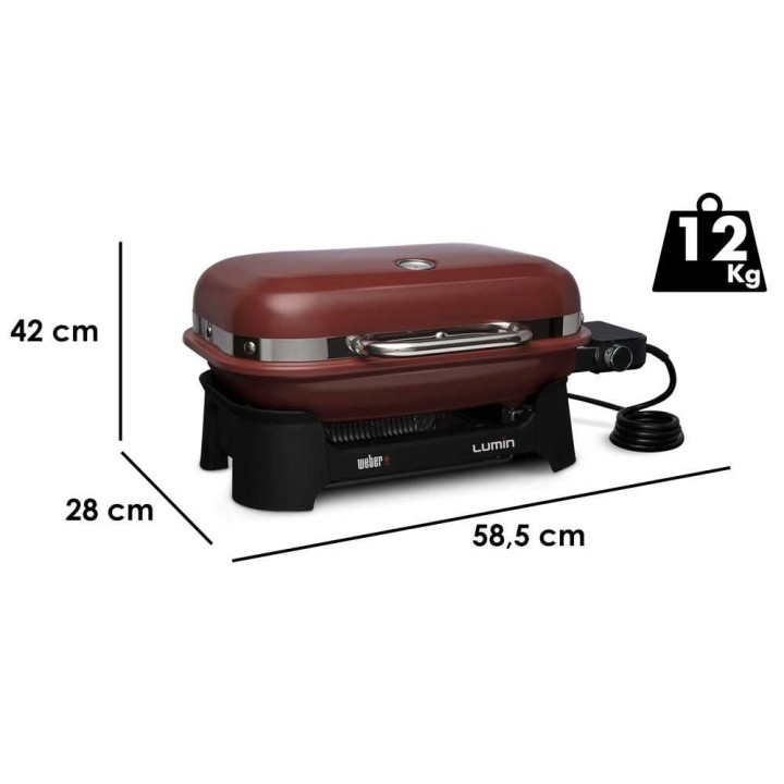 Weber Lumin Compact Red sähkögrilli, 2,2 kW, emaloitu valurautaritilä