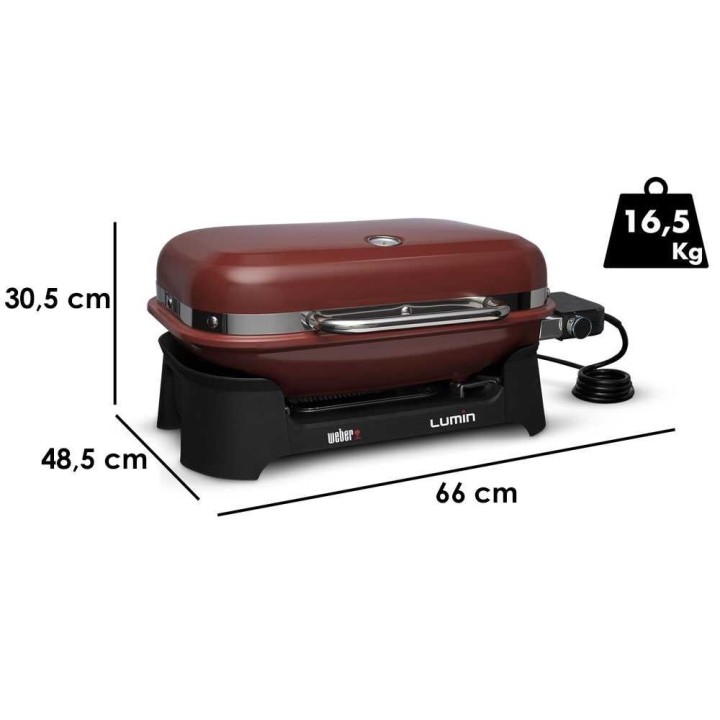 Weber Lumin Red kannettava sähkögrilli, 2,2 kW, 1 562 cm²