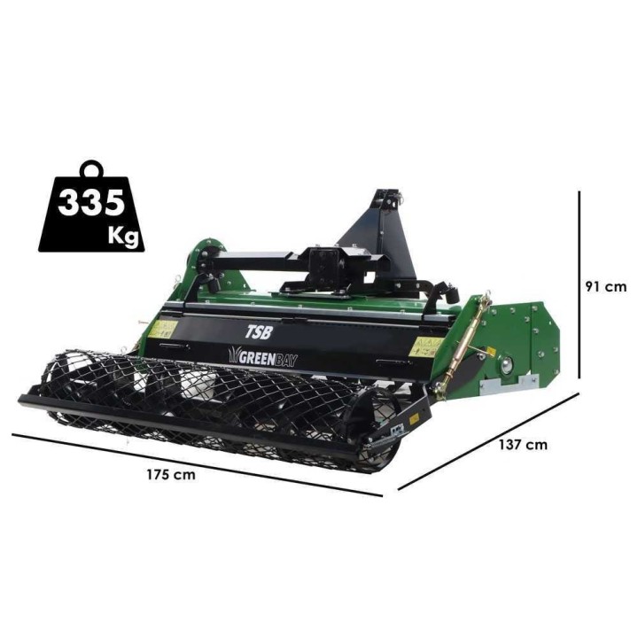 GreenBay TSB 145 kivien hautaava jyrsin traktoriin, 135 cm, 35–40 HP