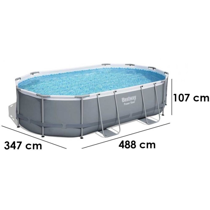 Bestway Power Steel 56448 soikea uima-allas, 488 × 305 × 107 cm