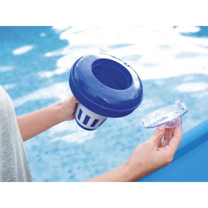 Bestway 58071 kelluva klooriannostelija, 16 cm, säädettävä, valkoinen ja sininen