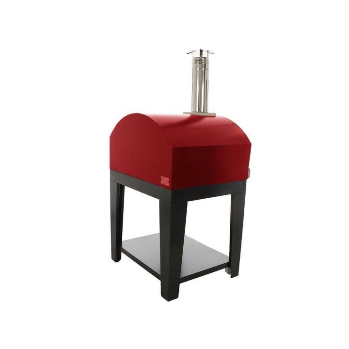 Rossofuoco Campagnolo - Rosso puulämmitteinen ulkouuni kärryllä, 60 × 50 cm