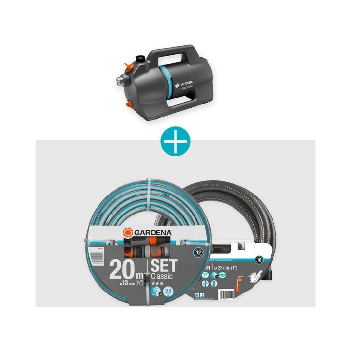 Gardena 4200 Silent puutarhapumppu, 600 W, 4 200 l/h, letkusarja