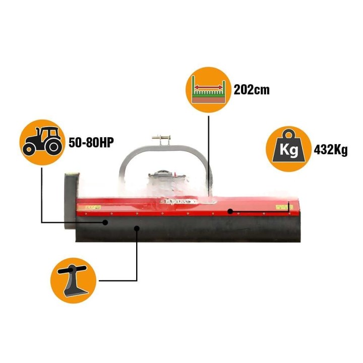 GeoTech Pro HFM 205 traktorimurskain, 202 cm, 50–80 HP, 432 kg