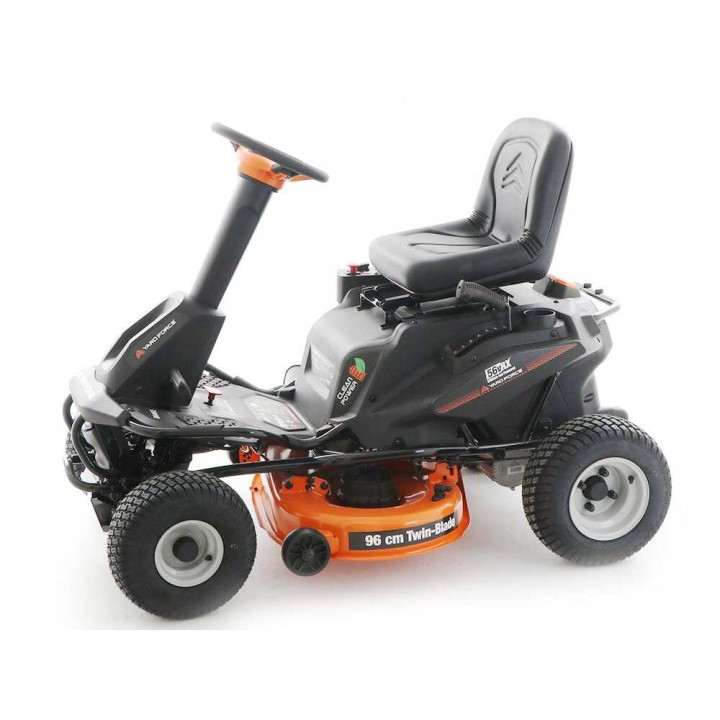 Yard Force E559 akkukäyttöinen ajoleikkuri, 56 V, 96 cm, sivupurkaus ja silppuava leikkuu