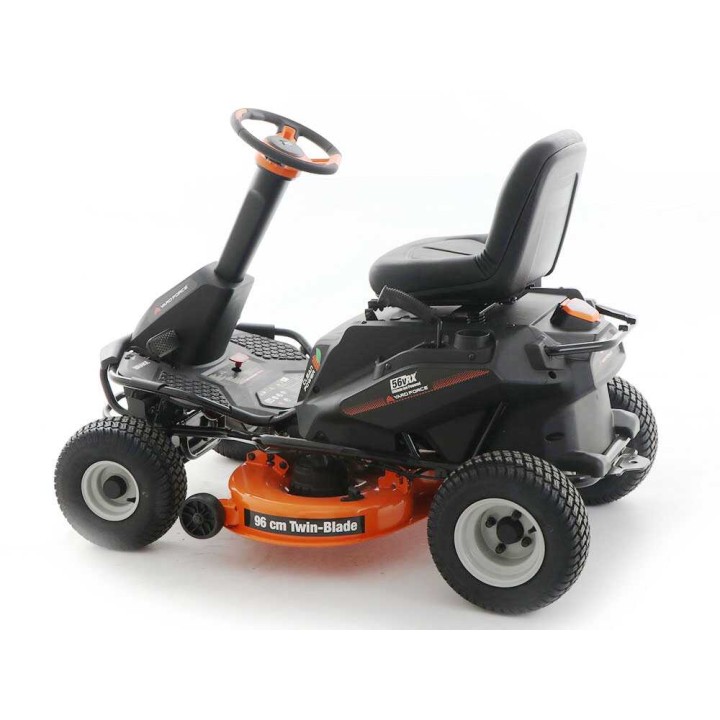 Yard Force E559 akkukäyttöinen ajoleikkuri, 56 V, 96 cm, sivupurkaus ja silppuava leikkuu
