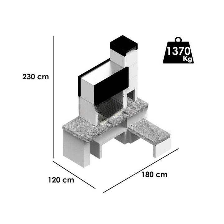 Palazzetti New York muurattu puu- ja hiiligrilli, 76 × 37 cm, 1 370 kg