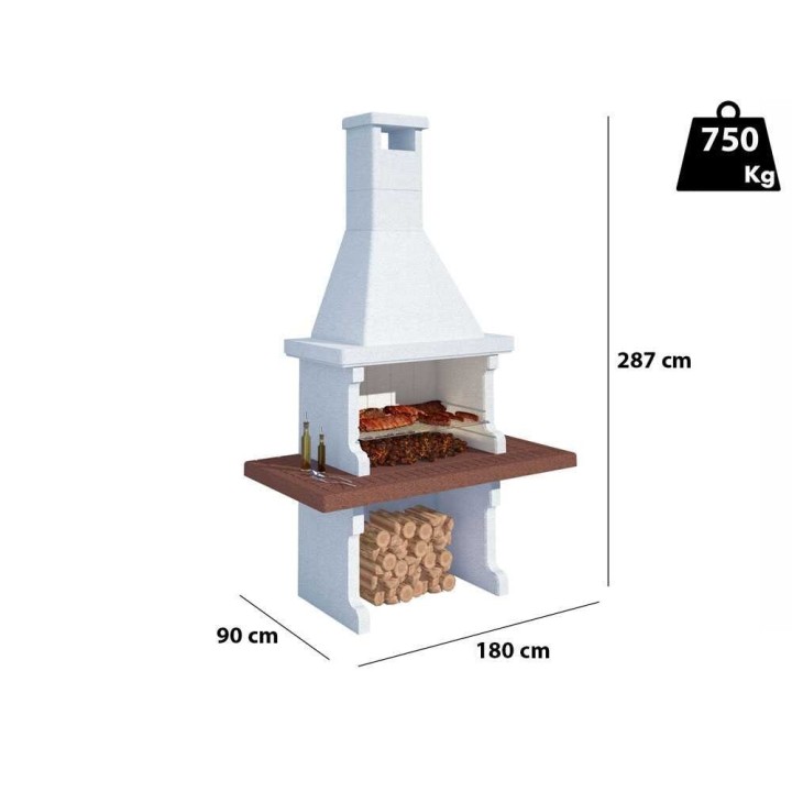 Linea VZ Panarea muurattu hiili- ja puugrilli, 94 × 40 cm, 750 kg