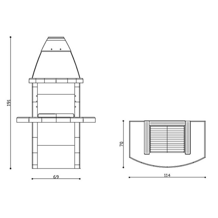 Linea VZ Tenerife ulkogrilli puulle ja hiilelle, 55 × 40 cm, betoni