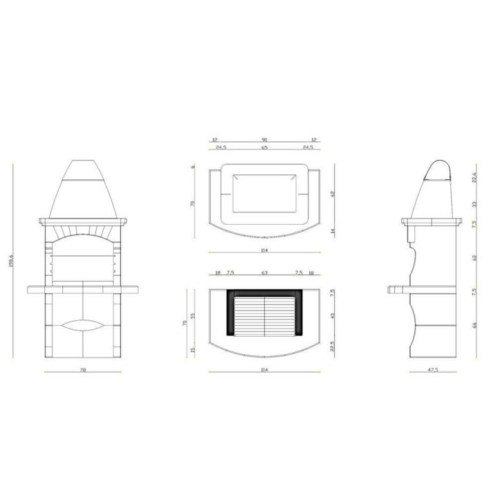Linea VZ Gallipoli muurattu puu- ja hiiligrilli, 67 × 40 cm