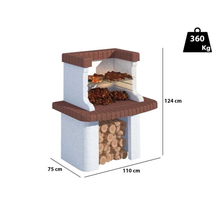 Linea VZ Gavi muurattu grilli puulle ja hiilelle, 67 × 40 cm