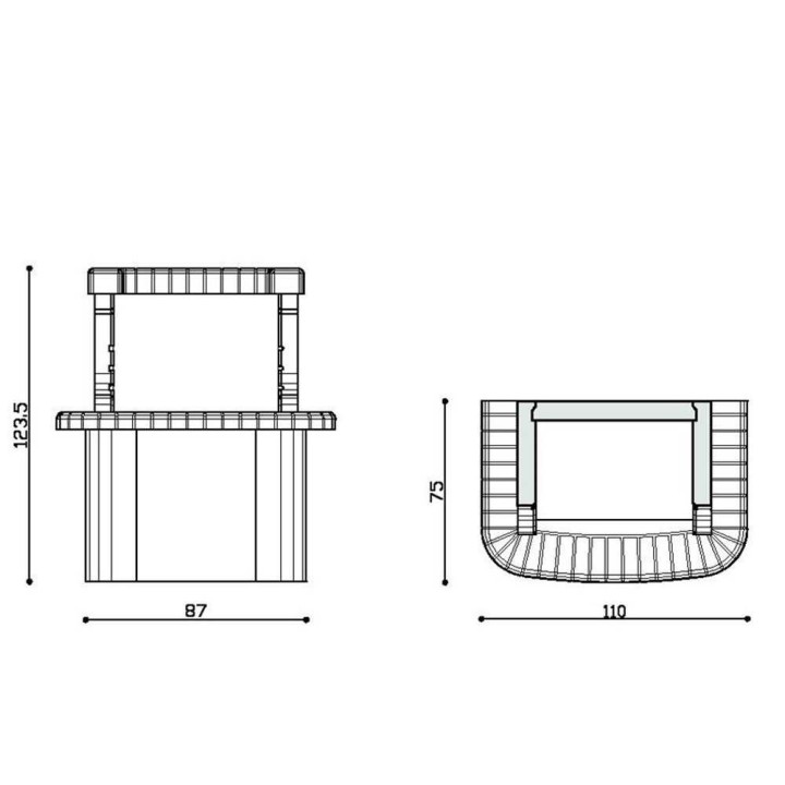 Linea VZ Gavi muurattu grilli puulle ja hiilelle, 67 × 40 cm