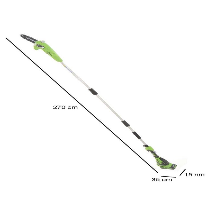 Greenworks G40PSFK2 -akkupylväsleikkuri, 40 V, 2 Ah, 270 cm rescue 玩北京赛车