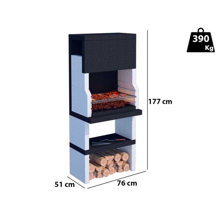 Linea VZ Stoccolma muurattu puu- ja hiiligrilli, 67 × 40 cm, 390 kg