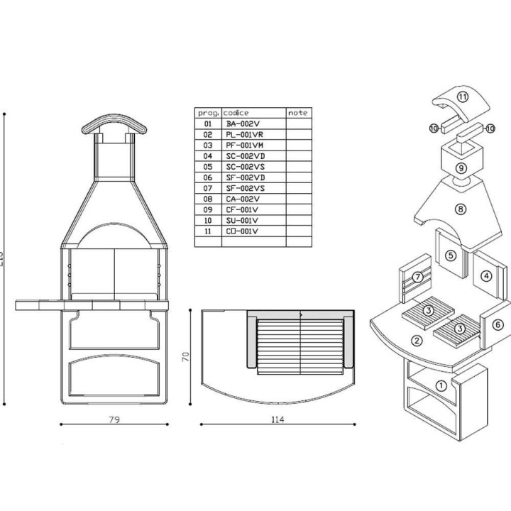 Linea VZ Treviso hiiligrilli, sementti, 67 × 40 cm