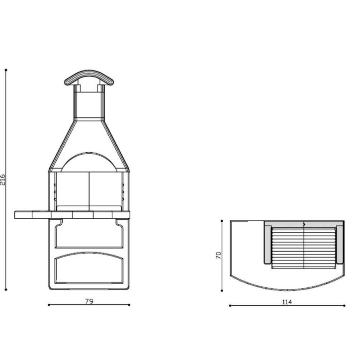 Linea VZ Treviso hiiligrilli, sementti, 67 × 40 cm
