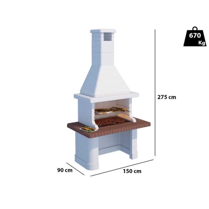 Linea VZ Vulcano muurattu puu- ja hiiligrilli, 88,5 × 40 cm, 670 kg