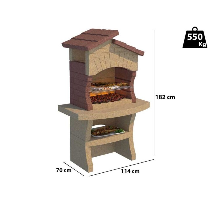 Linea VZ Minorca muurattu grilli puulle ja hiilelle, 67 × 40 cm