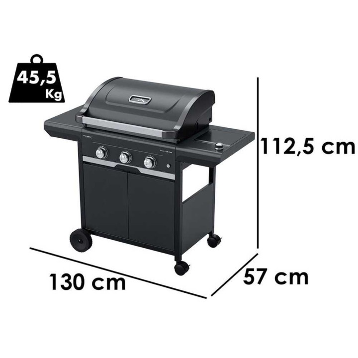 Campingaz Select 3 LS Plus -kaasugrilli, 3 poltinta ja sivukeitin