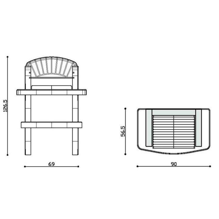Linea VZ Modena muurigrilli puulle ja hiilelle, 57 × 40 cm