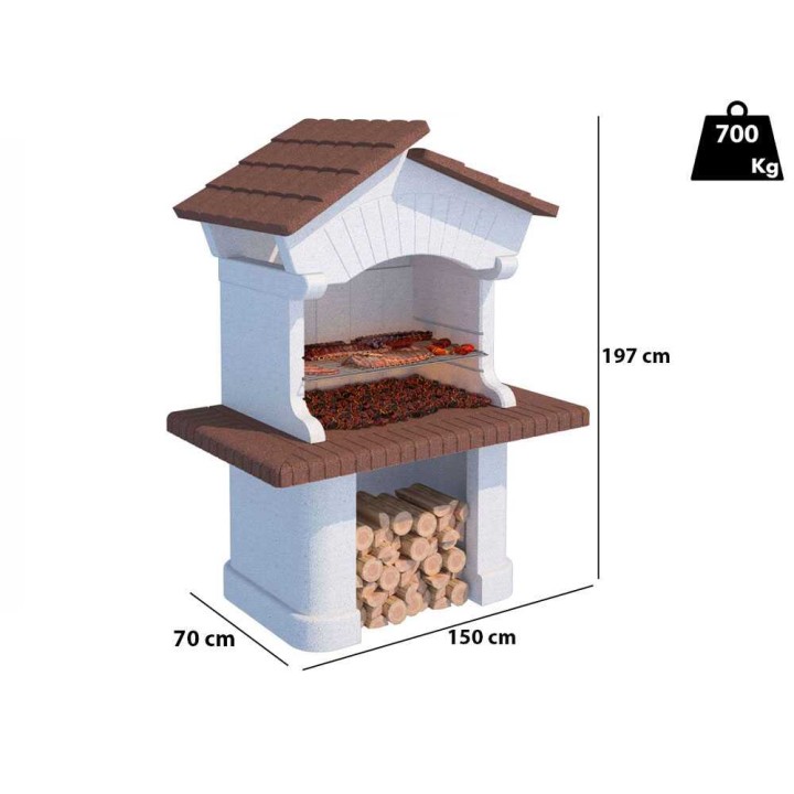 Linea VZ Canarie muurattu puu- ja hiiligrilli, 88,5 × 40 cm, 700 kg