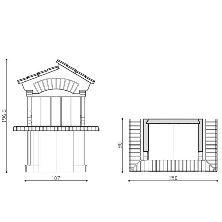 Linea VZ Canarie muurattu puu- ja hiiligrilli, 88,5 × 40 cm, 700 kg