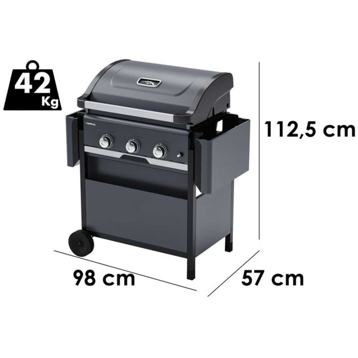 Campingaz Select 3 L -kaasugrilli, 3 poltinta, 62,5 × 40 cm, valurautaritilä