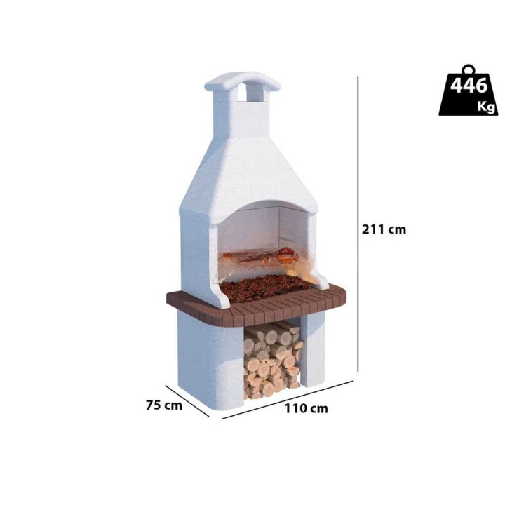 Linea VZ Tremiti muurattu grilli puulle ja hiilelle, 67 × 40 cm