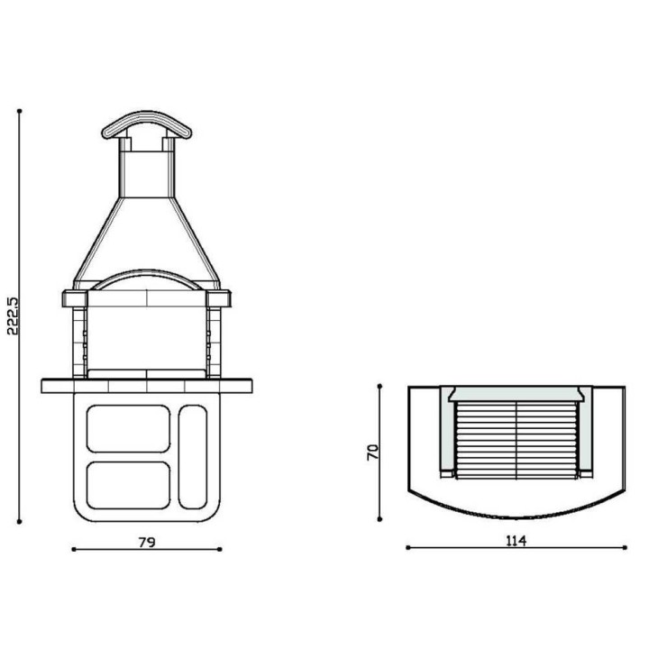 Linea VZ Los Angeles muurattu grilli puulle ja hiilelle, ritilä 67 × 40 cm