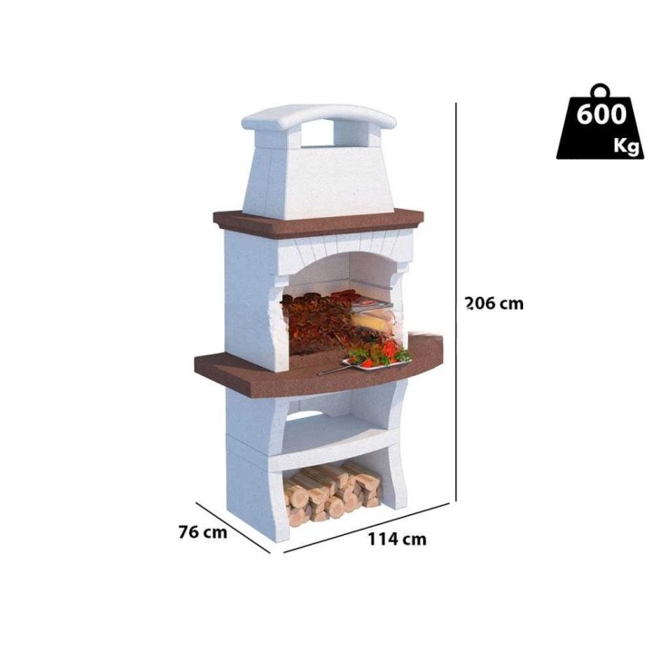 Linea VZ Maiorca muurattu puu- ja hiiligrilli, 67 × 40 cm, 600 kg