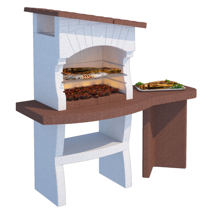 Linea VZ Portofino muurattu puu ja hiiligrilli 67 40 cm savuhupulla
