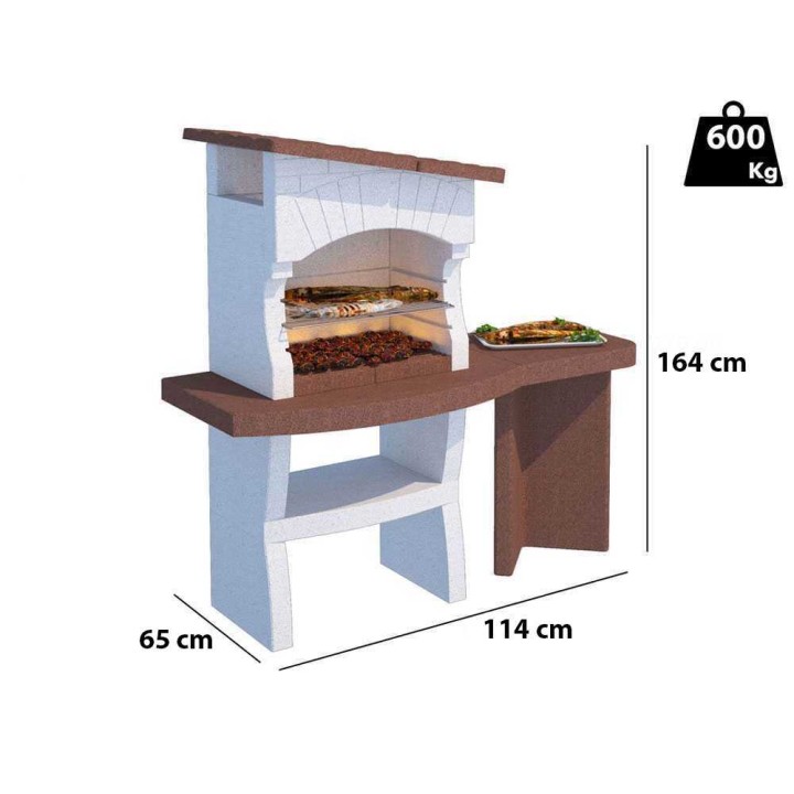 Linea VZ Portofino muurattu puu- ja hiiligrilli, 67 × 40 cm, savuhupulla