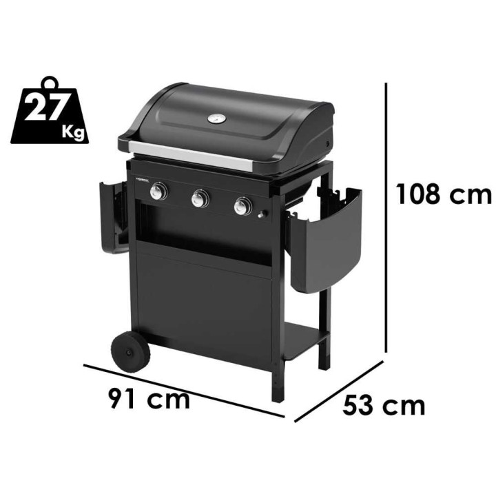 Campingaz Compact 3 L -kaasugrilli, 3 poltinta, 61 × 35 cm, 2 135 cm²