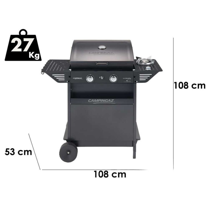 Campingaz Xpert 200 LS Plus Rocky kaasugrilli, valurautaritilä, sivukeitin, 6–8 ruokailijalle