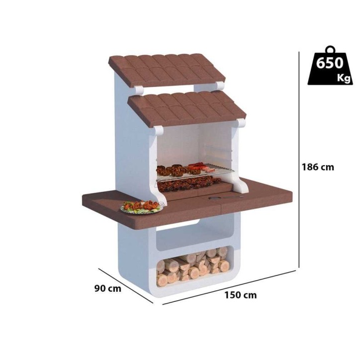 Linea VZ Portocervo muurattu puu- ja hiiligrilli, 74 × 40 cm, 650 kg