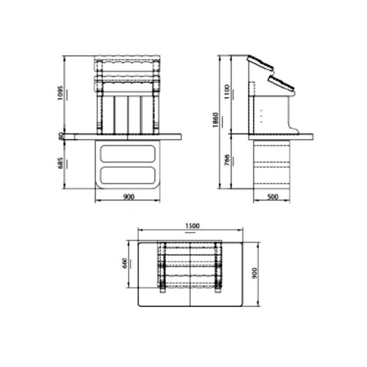 Linea VZ Portocervo muurattu puu- ja hiiligrilli, 74 × 40 cm, 650 kg