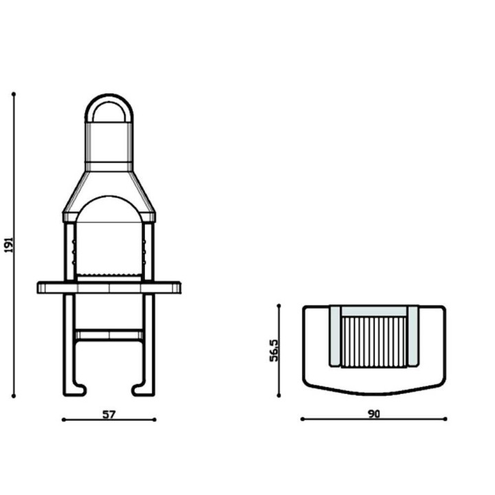 Linea VZ Grado muurattu hiiligrilli, 45 × 33 cm, 1 485 cm²